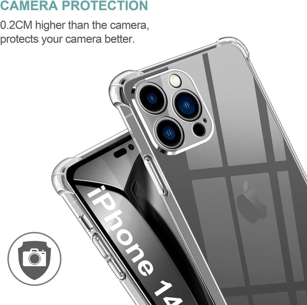 Skal till Apple iPhone 14 Pro Max, silikon, transparent + 3x härdat glas