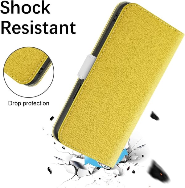 Gult fodral till iPhone 14 Max 6,7" med lås och rem