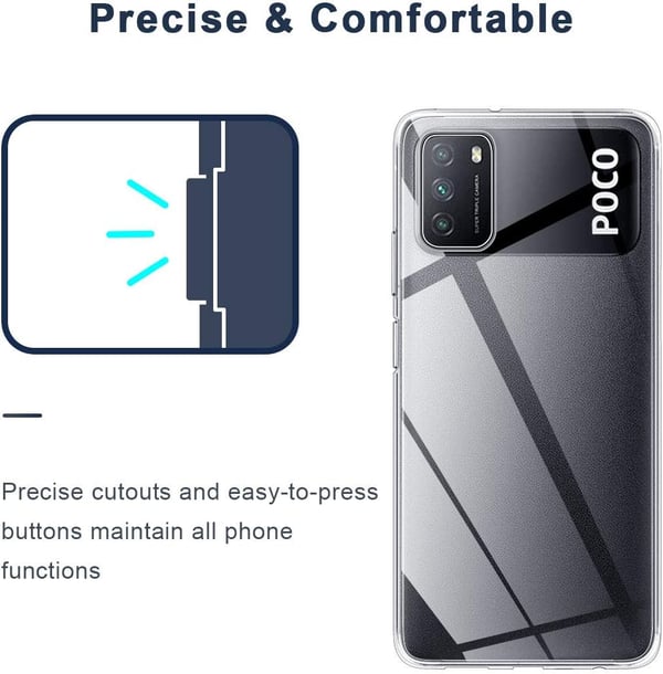 Etui til POCO M3 silikone transparent fleksibelt ikke-gulnende M2010J19CG