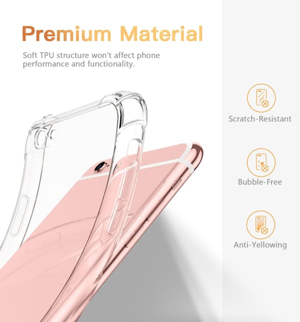 Fodral för Apple iPhone 6/6S, transparent skyddande baksida