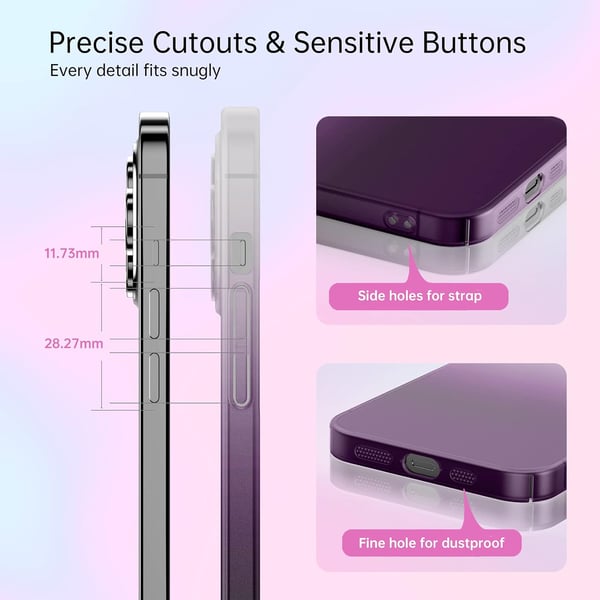 Matt skal för Apple iPhone 13 Pro hårt vitt och lila ombre