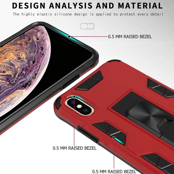 Apple iPhone XS Max 6,46" skal, rött, förstärkt, med stativ A1921