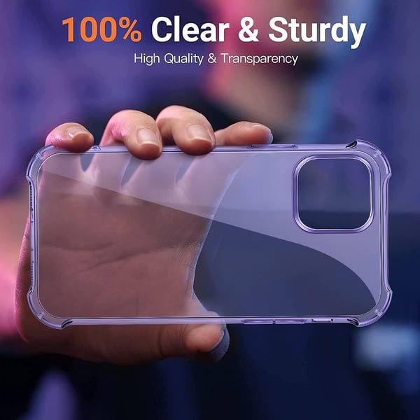 Transparent lila skal för iPhone 13 Pro 6,1" + 2x glas