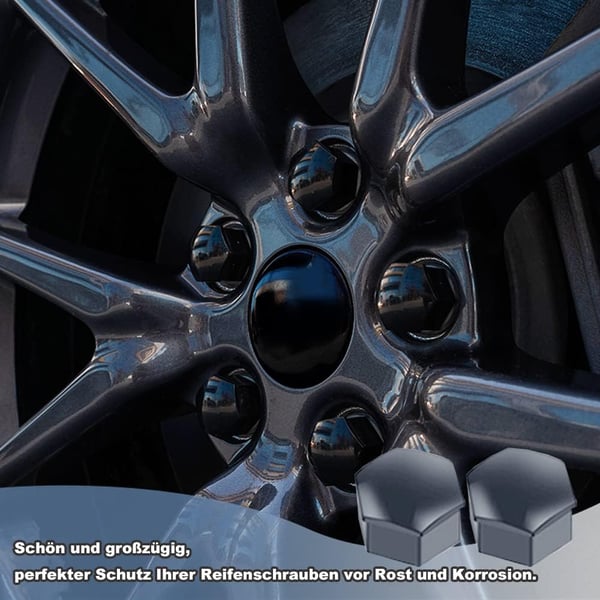 Auton pyöränpulttien suojukset 17 mm harmaa + ulosvetäjä 40 kpl