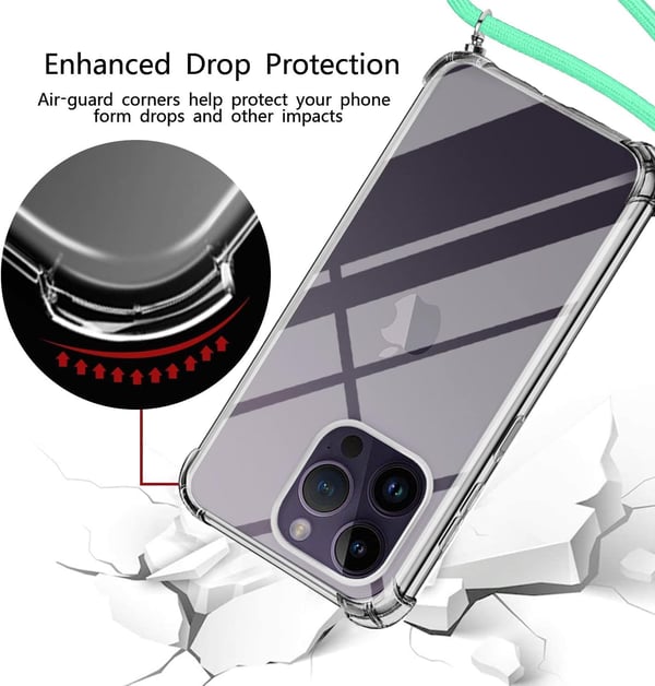 Fodral till iPhone 14 Pro Max 6,7'' glasskärmskydd med rem