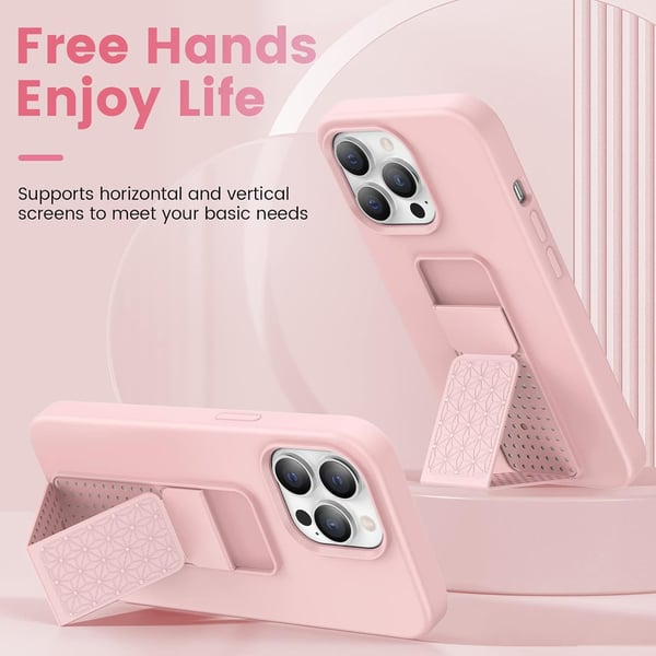 Skal till Apple iPhone 13 Pro rosa starkt skyddande silikonbaksida med handtag