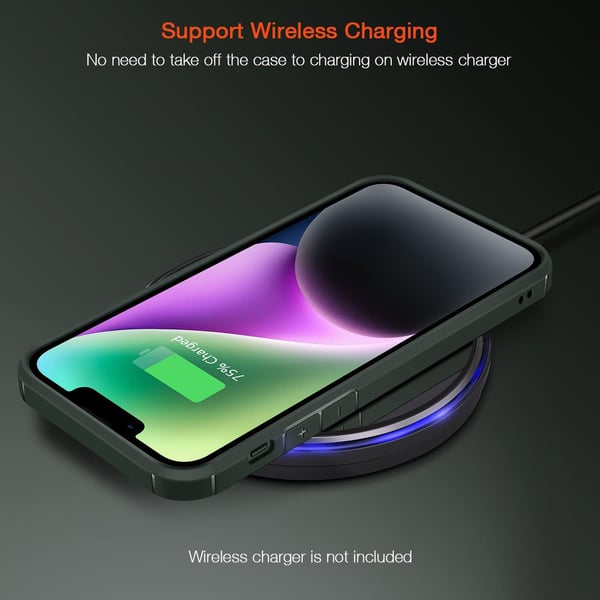 Grönt skal + härdat glas för Apple iPhone 14 transparent baksida A2882