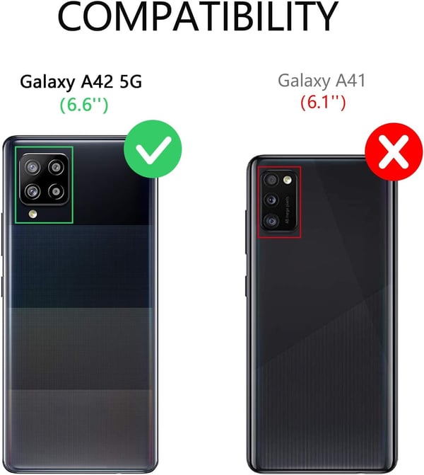 Flipfodral till Samsung Galaxy A42, svart, elegant eko-läder