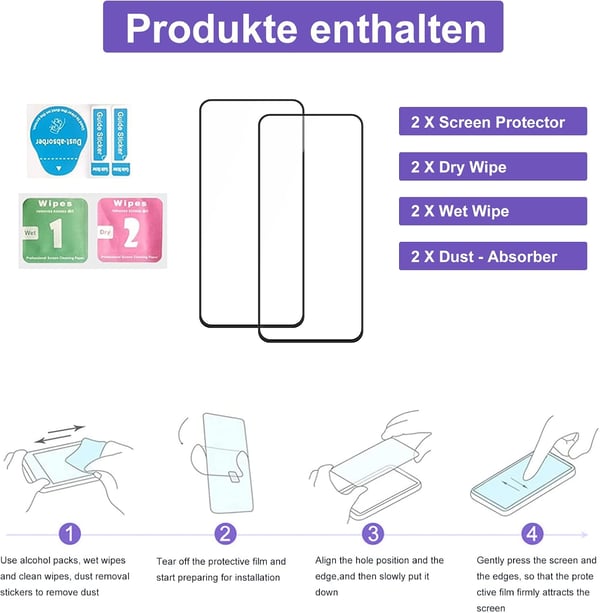 Hærdet glas til Samsung Galaxy A54 SM-A546 sorte rammer 2 stk.