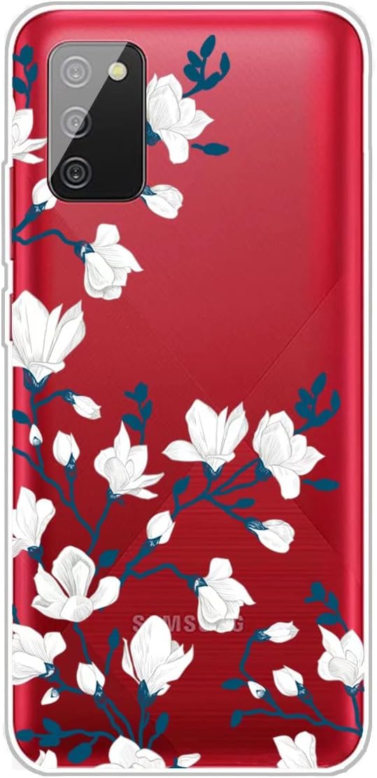 Skal till Samsung Galaxy A02s med genomskinlig silikon och vita blommor