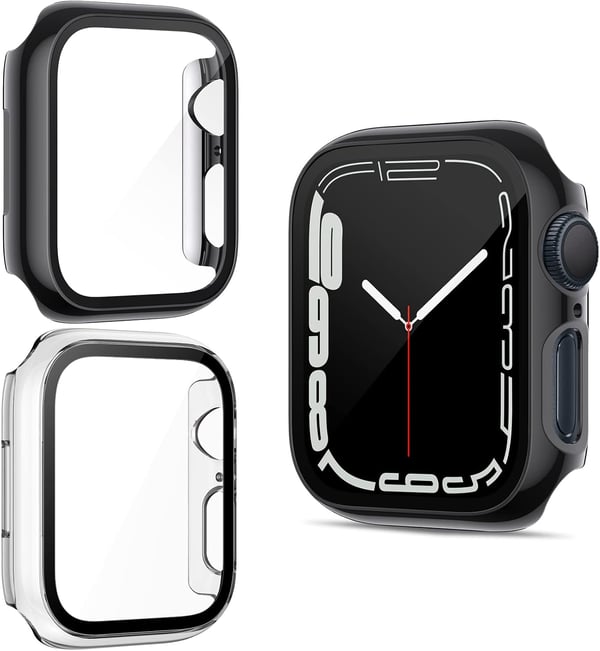 Etui til Apple Watch 8/7 45 mm sort gennemsigtig 2 stk.