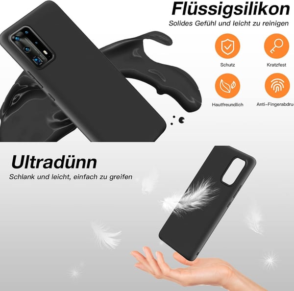 Silikonecover til Huawei P40 Pro, sort ELS-NX9 ELS-N04