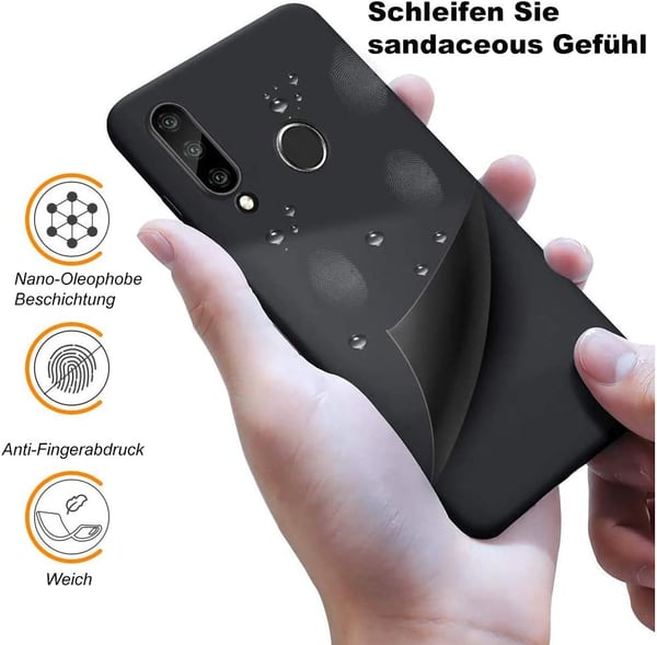 Etui til Huawei P30 Lite, sort, mat, fleksibelt silikone-cover, MAR-LX1A