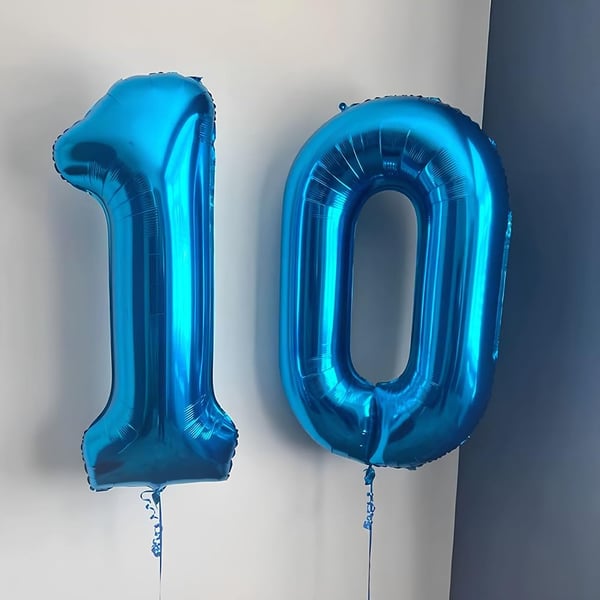 Stor folieballon nummer 0 til fødselsdag blå 100 cm 42