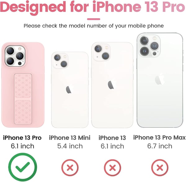 Skal till Apple iPhone 13 Pro rosa starkt skyddande silikonbaksida med handtag