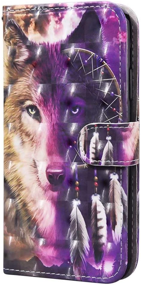 Flipfodral till Samsung Galaxy A42 5G lila varg + härdat glas SM-A426B