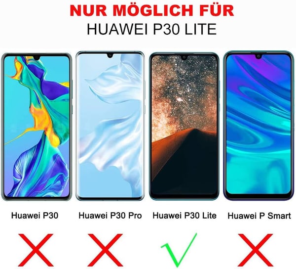 Etui til Huawei P30 Lite, sort, mat, fleksibelt silikone-cover, MAR-LX1A