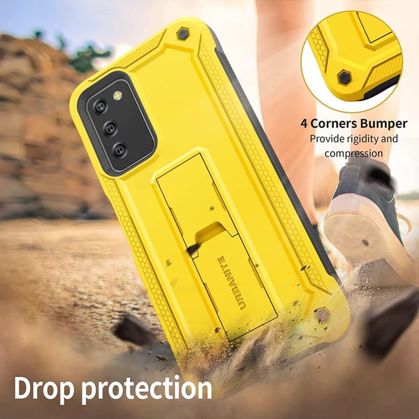 Bagcover til Samsung Galaxy A03s 5G gul med stativ