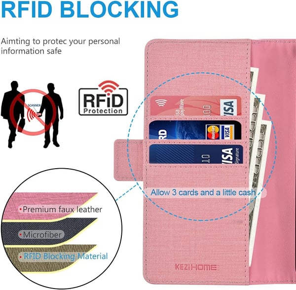 Flipfodral till Apple iPhone 13 Pro 6,1" rosa grå + 2x glas