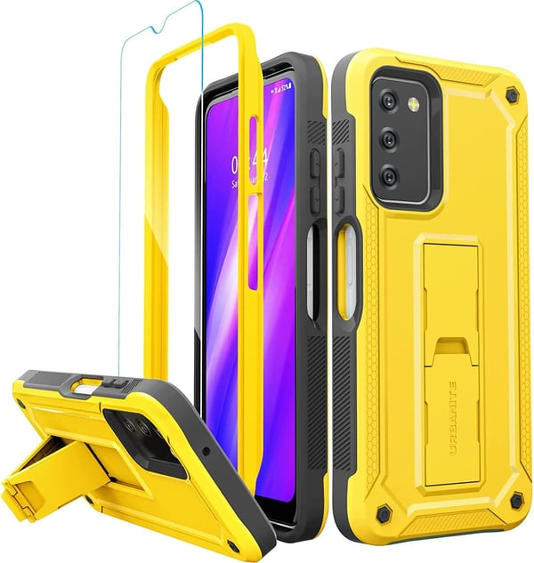 Bagcover til Samsung Galaxy A03s 5G gul med stativ