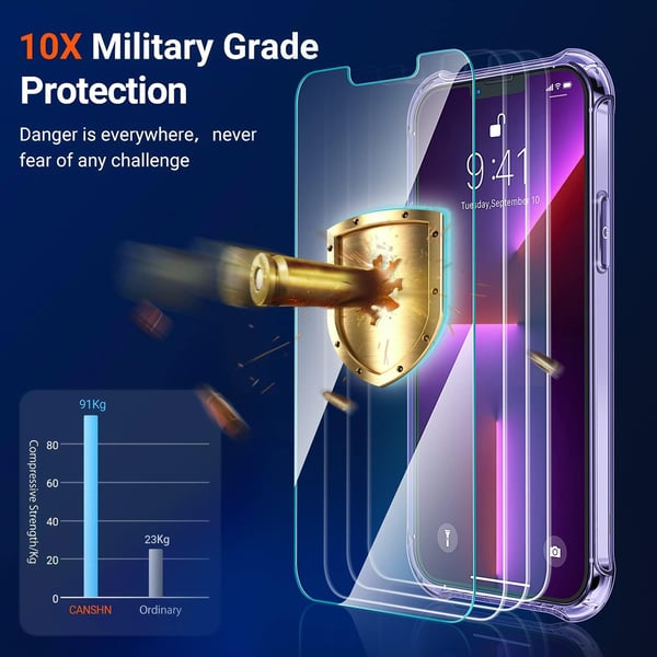 Transparent lila skal för iPhone 13 Pro 6,1" + 2x glas
