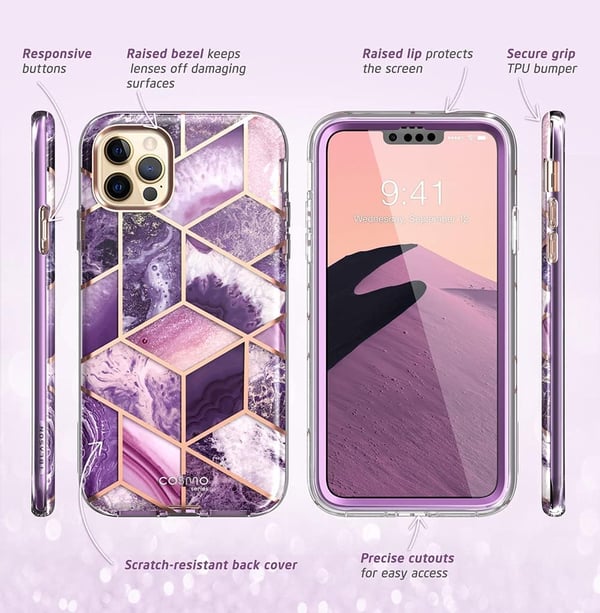 Apple iPhone 13 Pro 6,1-tums 2021-skal Lila Guld