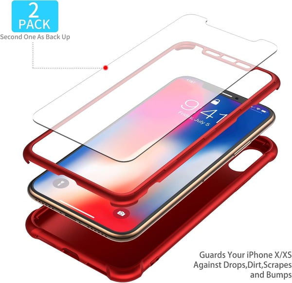 Starkt glasfodral för iPhone XS Max 6,5" rött