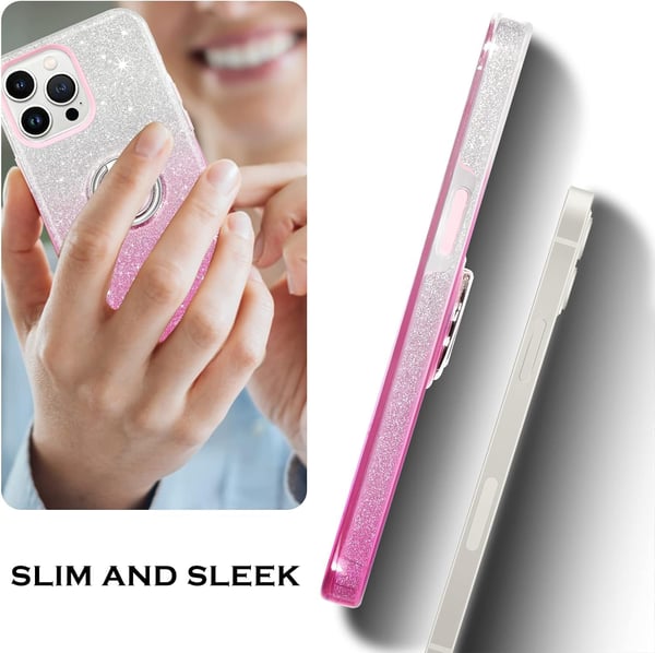 Apple iPhone 13 Pro Skal Rosa Glitter Ombre Ringstativ A2483