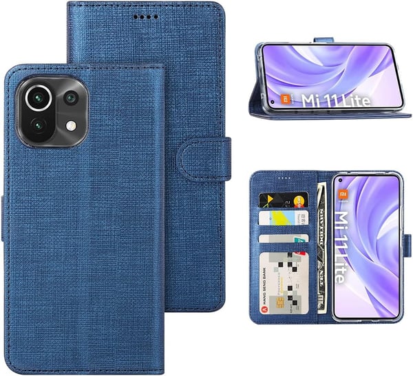Flip-etui til Xiaomi Mi Lite 4G/5G 6,55" blå stoftekstur