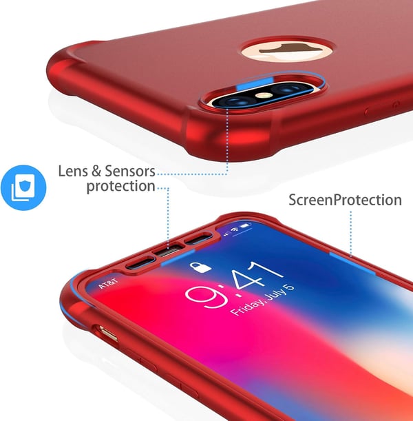 Starkt glasfodral för iPhone XS Max 6,5" rött
