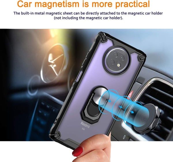 Etui til Xiaomi Redmi Note 9T med gennemsigtig bagside, forstærket ramme + 2x glas