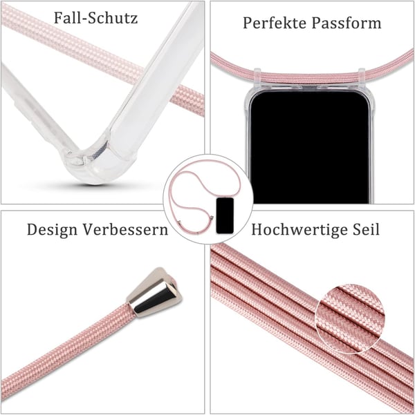 Silikone-etui til Apple iPhone X/XS med pink snor A1865
