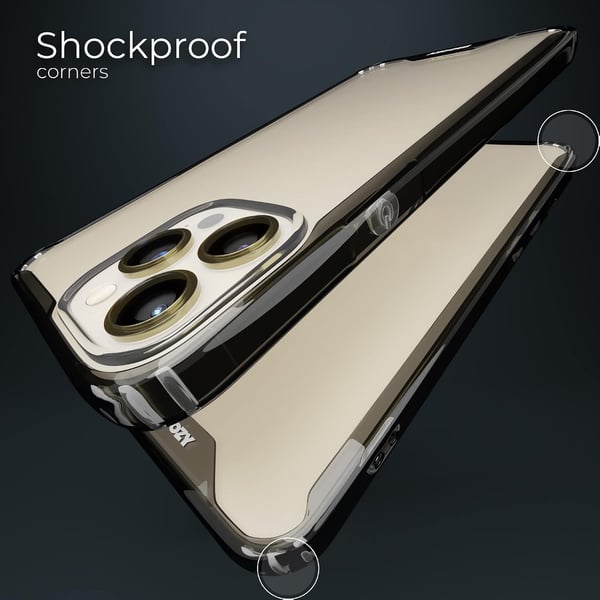 Fodral till Apple iPhone 13 Pro, transparent silikonbaksida, svart ram