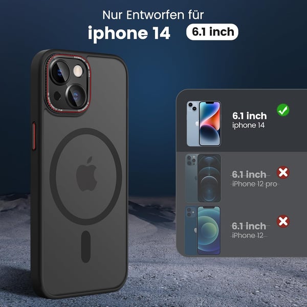Apple iPhone 14-skal, marinblått, rökfärgad baksida, MagSafe