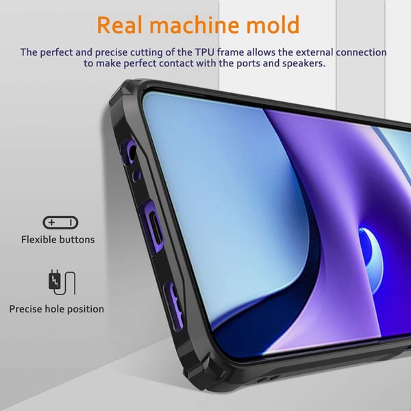 Etui til Xiaomi Redmi Note 9T med gennemsigtig bagside, forstærket ramme + 2x glas