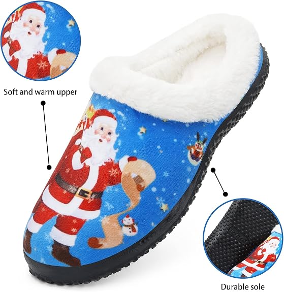Dame/herre unisex vinter jule julemands tøfler blå størrelse 40