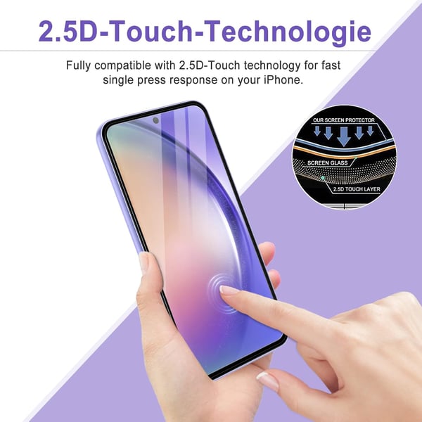 Hærdet glas til Samsung Galaxy A54 SM-A546 sorte rammer 2 stk.