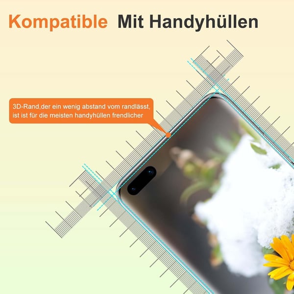 Hærdet glas til Huawei P40 Pro med sort ramme, forstærket beskyttelse, 2 stk.