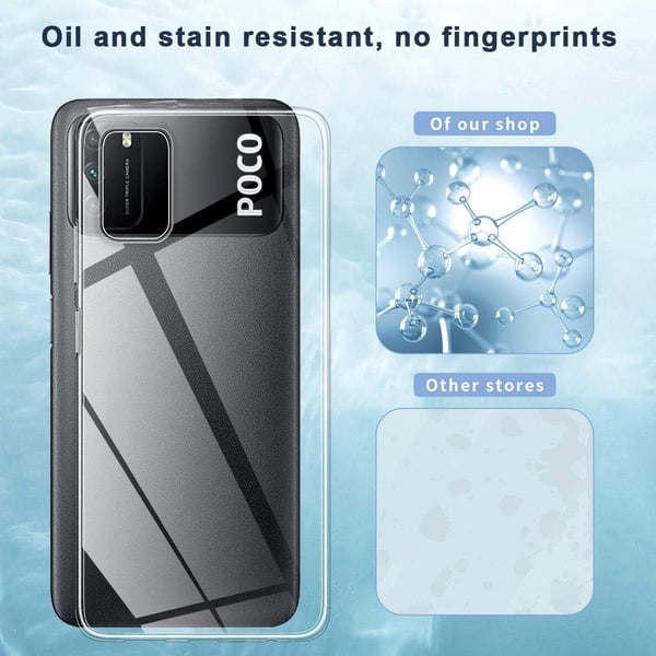 Etui til POCO M3 silikone transparent fleksibelt ikke-gulnende M2010J19CG