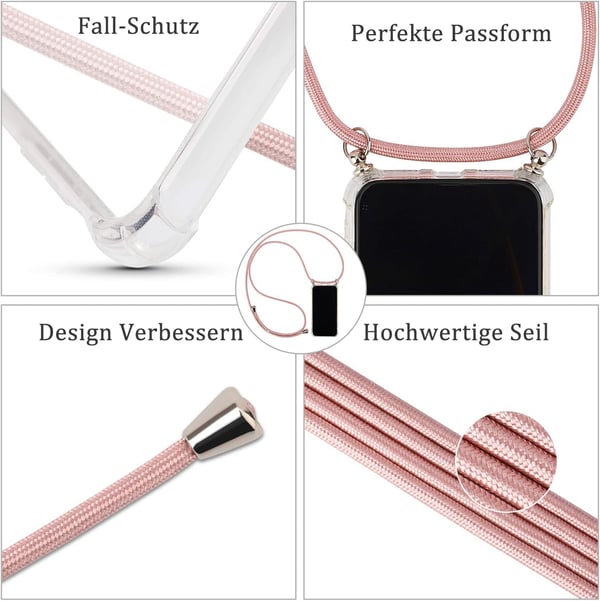 Transparent fodral för iPhone 13 Pro 6,1" rosa armband