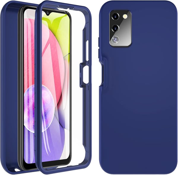 Etui til Samsung Galaxy A03s etui forside og bagside 360 ​​beskyttelse Marineblå marineblå