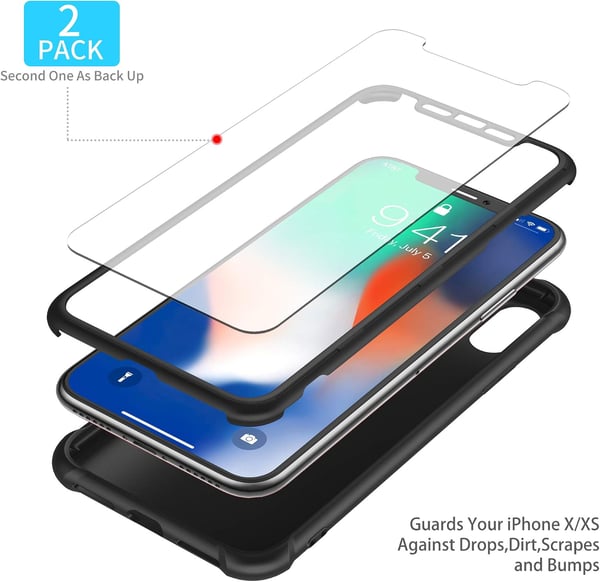 Bakre glasfodral för iPhone XS Max 6,5" svart