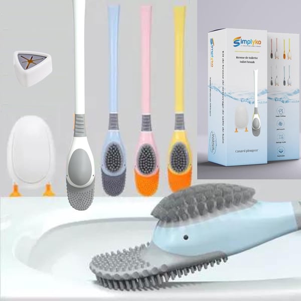 Silikoninen ankanmuotoinen wc-harja, valkoinen kahva, 2-in-1