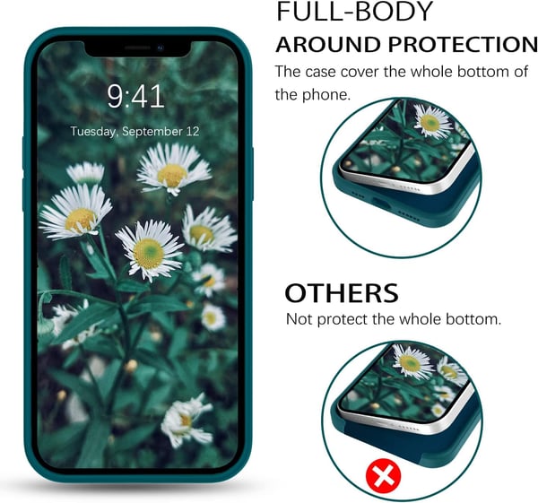 Apple iPhone 12 Pro Max-skal, mörkgrön silikonbaksida