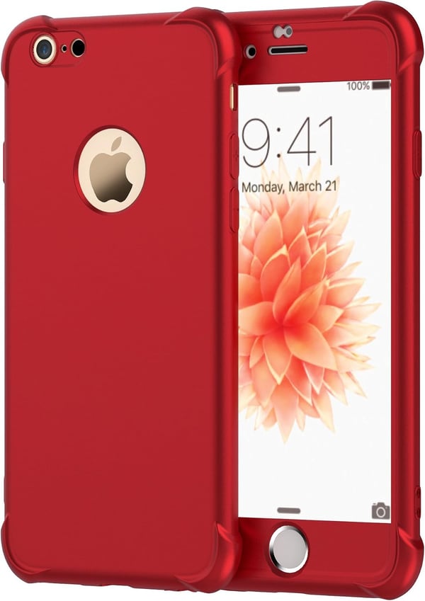 Skal till iPhone 6/6S 4,7' rött + 2x härdat glas