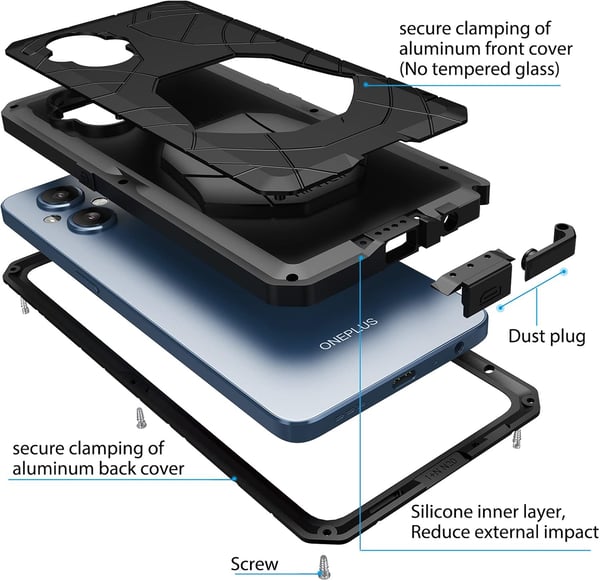 Sort bumper cover til OnePlus Nord N20 5G metalforstærket CPH2459