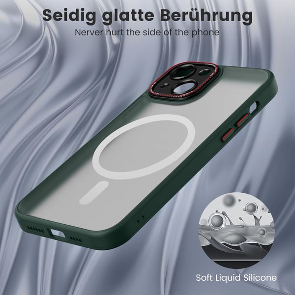 Fodral till Apple iPhone 14 grönt transparent matt baksida MagSafe