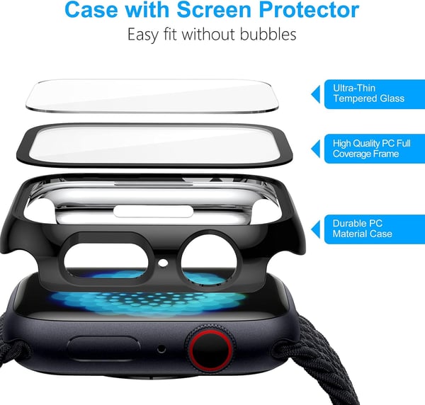 Etui til Apple Watch 8/7 45 mm sort gennemsigtig 2 stk.