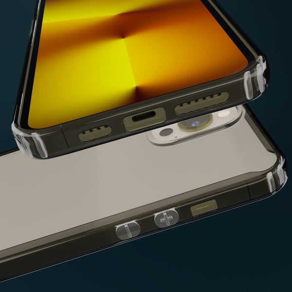 Fodral till Apple iPhone 13 Pro, transparent silikonbaksida, svart ram