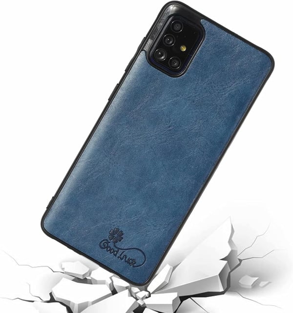 Etui til Samsung Galaxy A41 SM-A415F marineblåt øko-læder hærdet glas